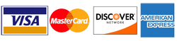 We accept Visa, MasterCard, Discover, American Express